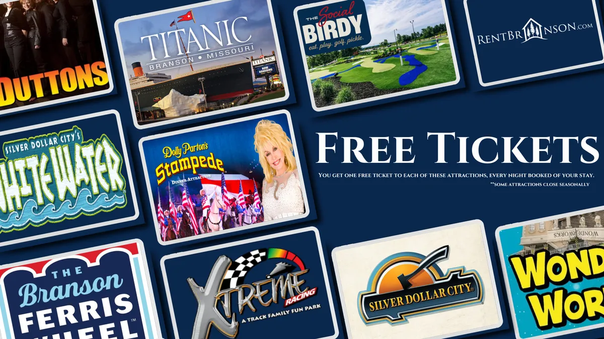 A bright, playful promotional image featuring various local attraction logos and bold 'FREE TICKETS' text, suggesting exclusive perks and memorable outings for guests.
